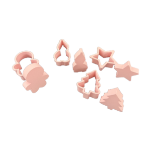 Ausstechformen Weihnachts-Set: Lebkuchenmann, Tannenbaum, Schneemann und Stern in Rosa